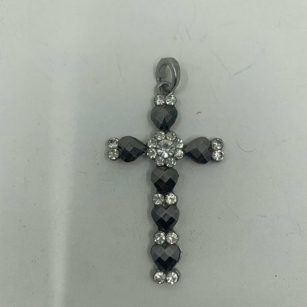 Elegant Silver and Black Cross Pendant